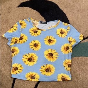 Light blue shein sunflower crop top size large